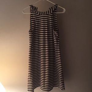 Express Black and White Striped Halter Dress